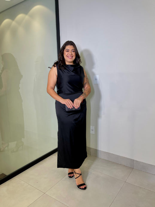 VESTIDO MÍDI - PRETO