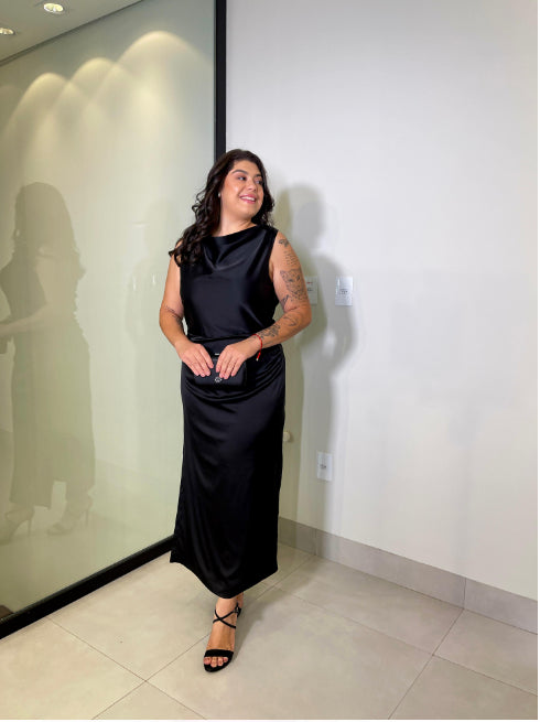 VESTIDO MÍDI - PRETO