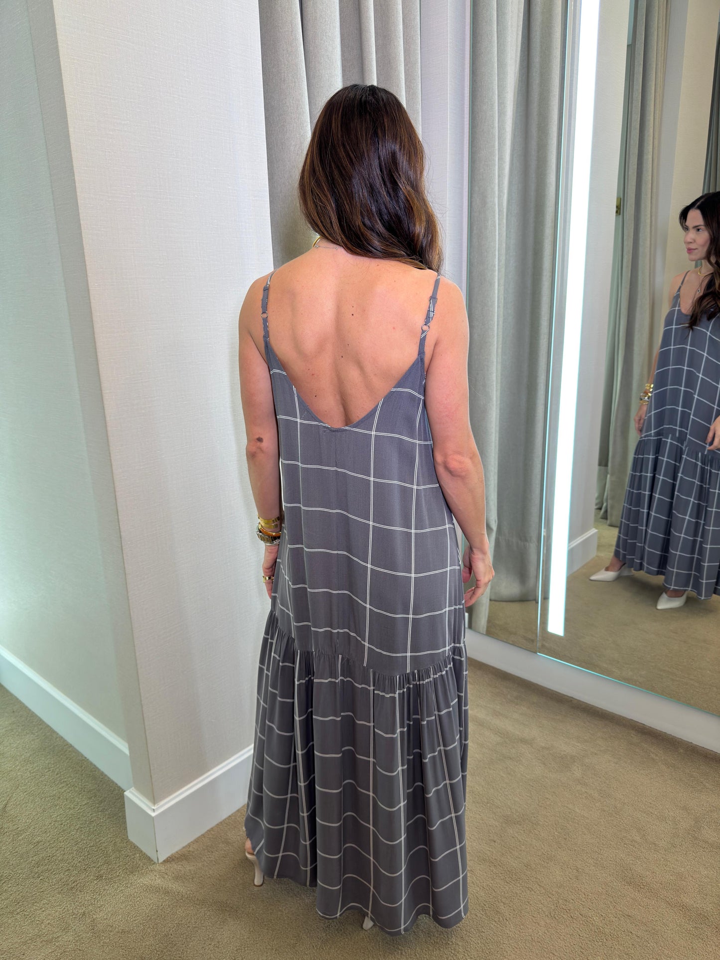 VESTIDO LONGUETE ALCINHA - CINZA