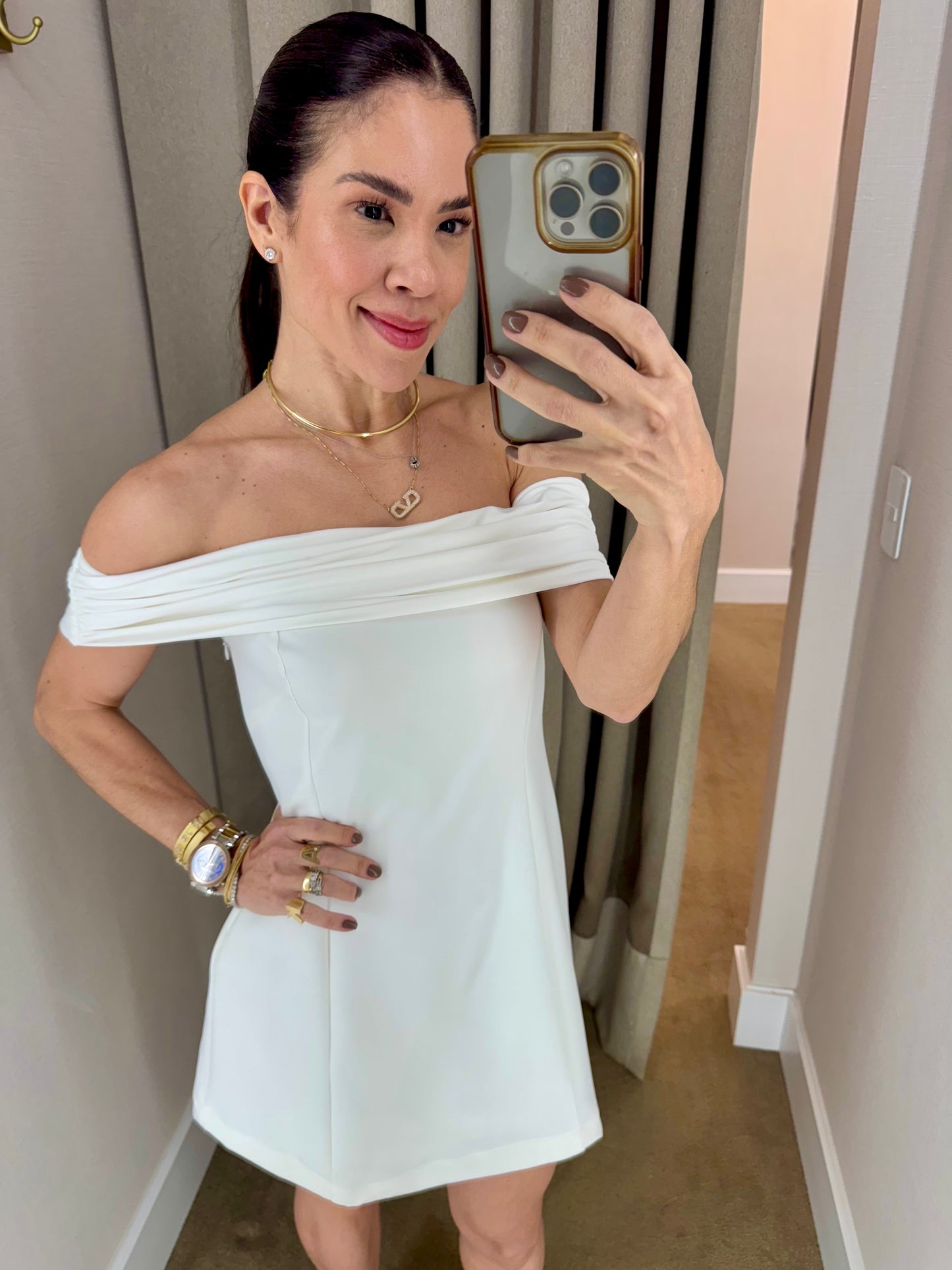 VESTIDO OMBRO A OMBRO - OFF WHITE