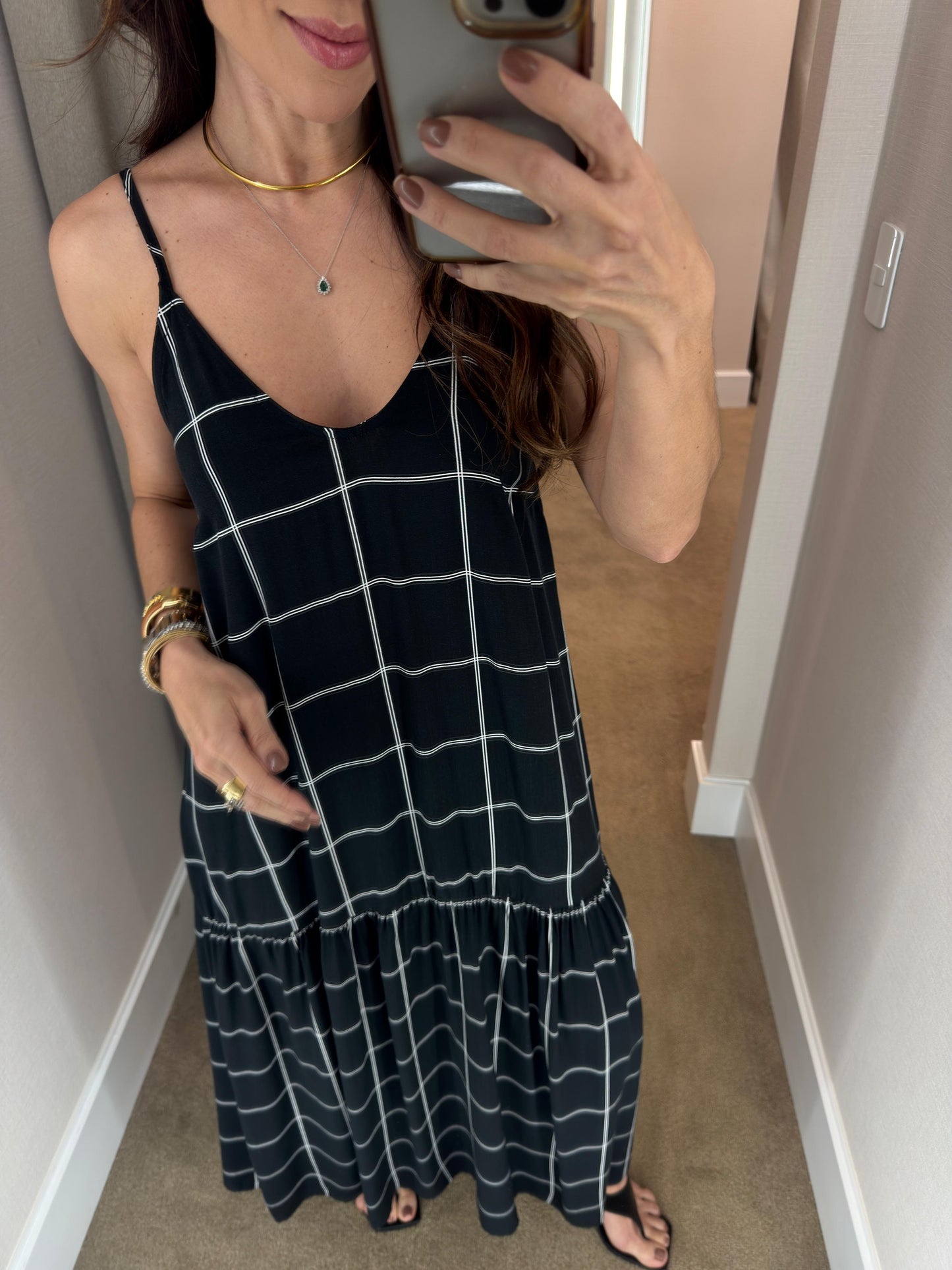VESTIDO LONGUETE ALCINHA - PRETO