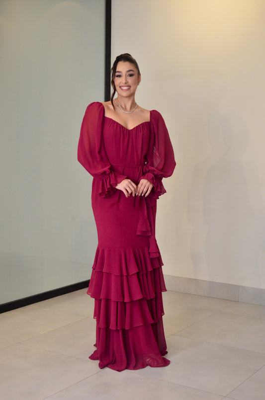 VESTIDO ELIANI - BORDÔ
