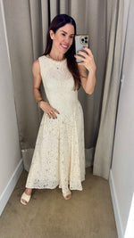 VESTIDO MÍDI RENDADO - OFF WHITE