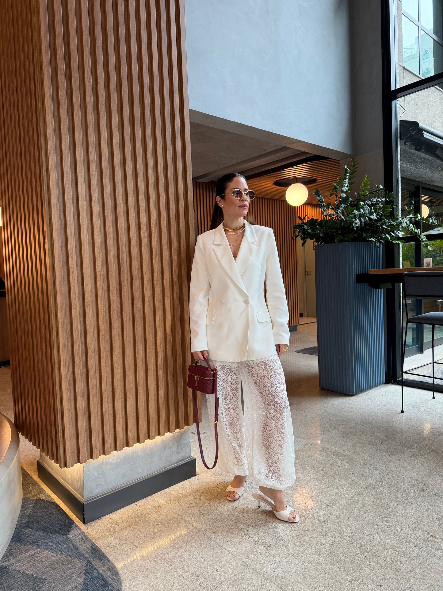 CALÇA HAREM RENDA - OFF WHITE