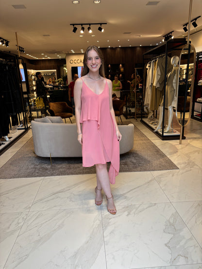 VESTIDO ASSIMÉTRICO - ROSA