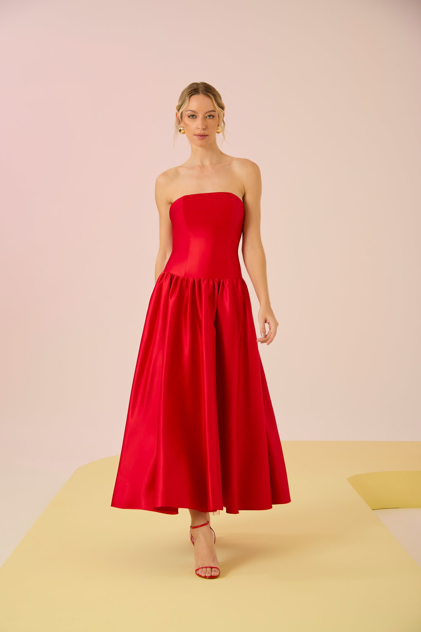 Vestido midi corset vermelho - Anne fernandes