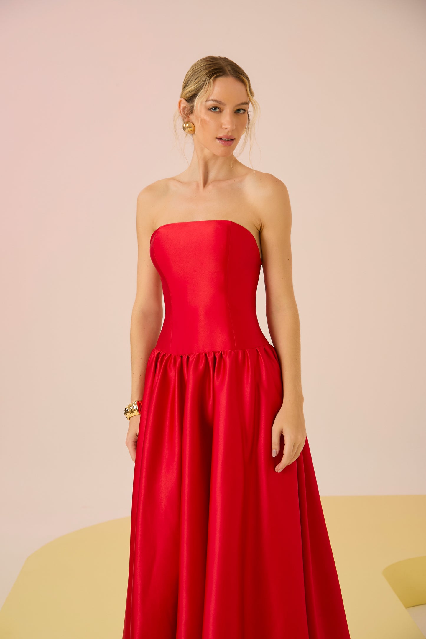 Vestido midi corset vermelho - Anne fernandes