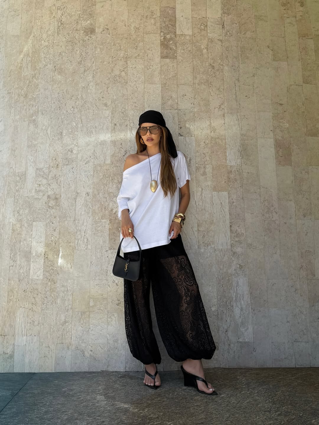 CALÇA HAREM RENDA - PRETO