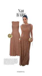 VESTIDO MÍDI RENDADO - MARROM