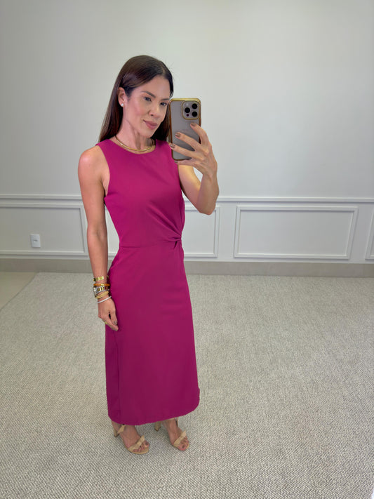 VESTIDO MÍDI FÚCSIA