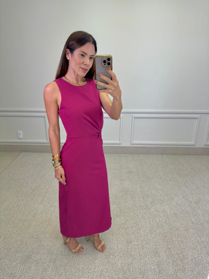VESTIDO MÍDI FÚCSIA