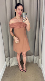 VESTIDO OMBRO A OMBRO - MARROM