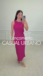 VESTIDO MÍDI FÚCSIA