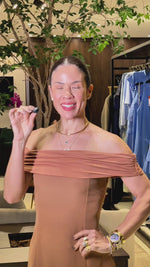 VESTIDO OMBRO A OMBRO - MARROM