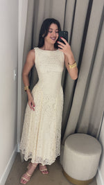 VESTIDO MÍDI RENDADO - OFF WHITE