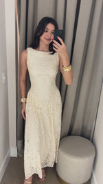 VESTIDO MÍDI RENDADO - OFF WHITE