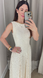 VESTIDO MÍDI RENDADO - OFF WHITE